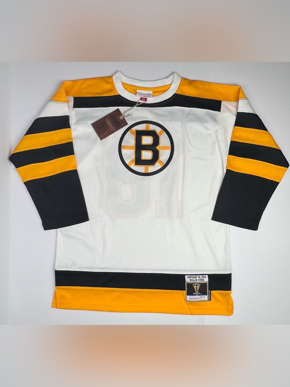 Mitchell & Ness Boston Bruins Willie O'Ree NHL Jersey White/Black/Gold L/XL